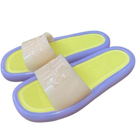 Tory Burch Sandals Bubble Slides Jelly Cloud Purple & Neon SZ 11 NEW WITH BOX! - Picture 6 of 11